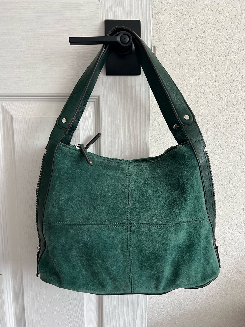 Tignanello Green Suede Shoulder Bag